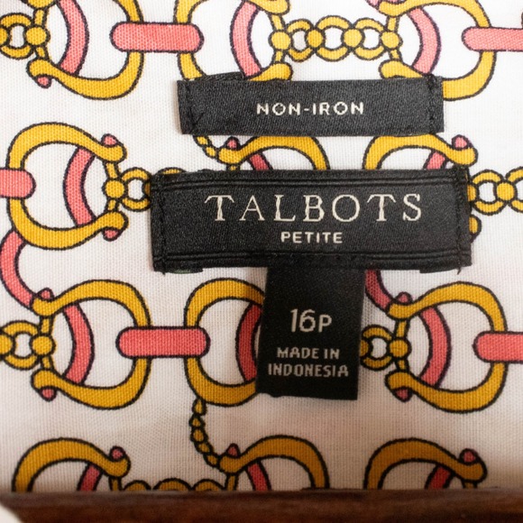 Talbots‎ Womens 16P Button Down Shirt Blouse Equestrain Horse Bit Preppy Western - Picture 4 of 10